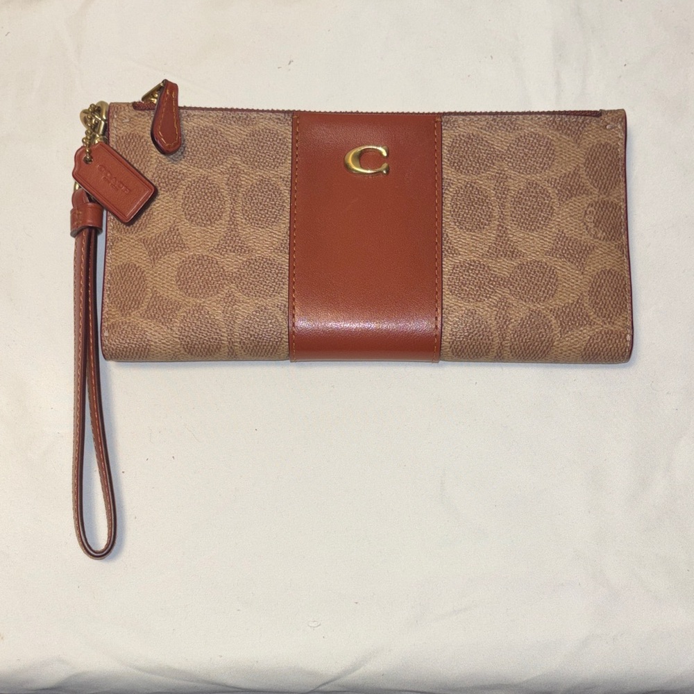 Coach Tan and Brown Wristlet